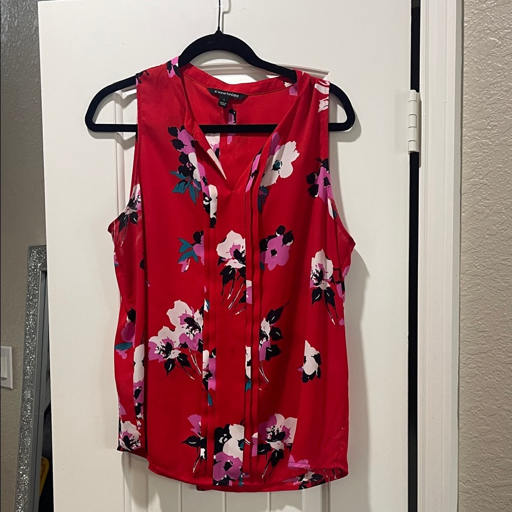 41 Hawthorn Red Floral Sleeveless Blouse